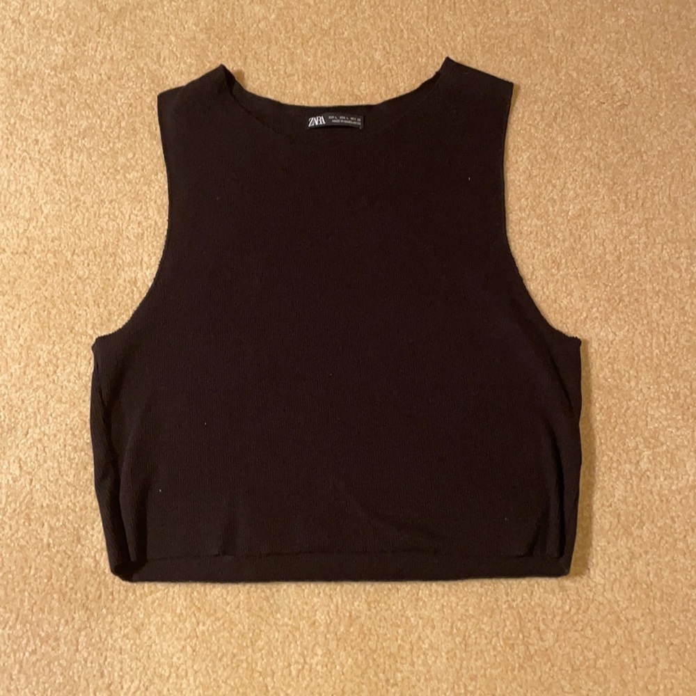 Zara Black crop top! Size L! Soft & comfy!
